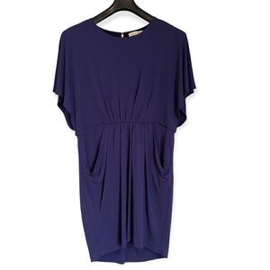 Marie Oliver Dolman Sleeve Gathered Front A Line Dress Blue Size Large